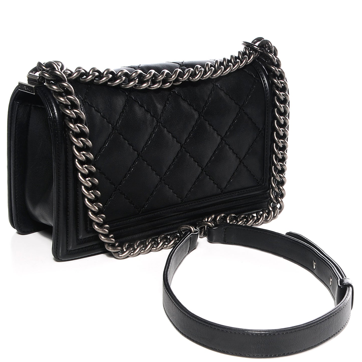 Calfskin Quilted Medium Boy Flap Black