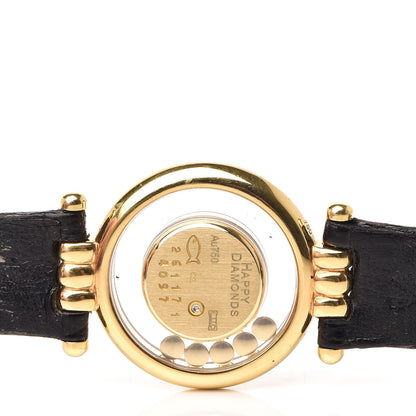 Chopard 18K Yellow Gold Alligator Diamond Pave Bezel 25mm Happy Diamonds Quartz Watch 6 of 9