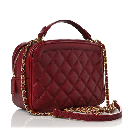 Chanel Calfskin Quilted CC Small Vanity Case Dark Red 3 of 7