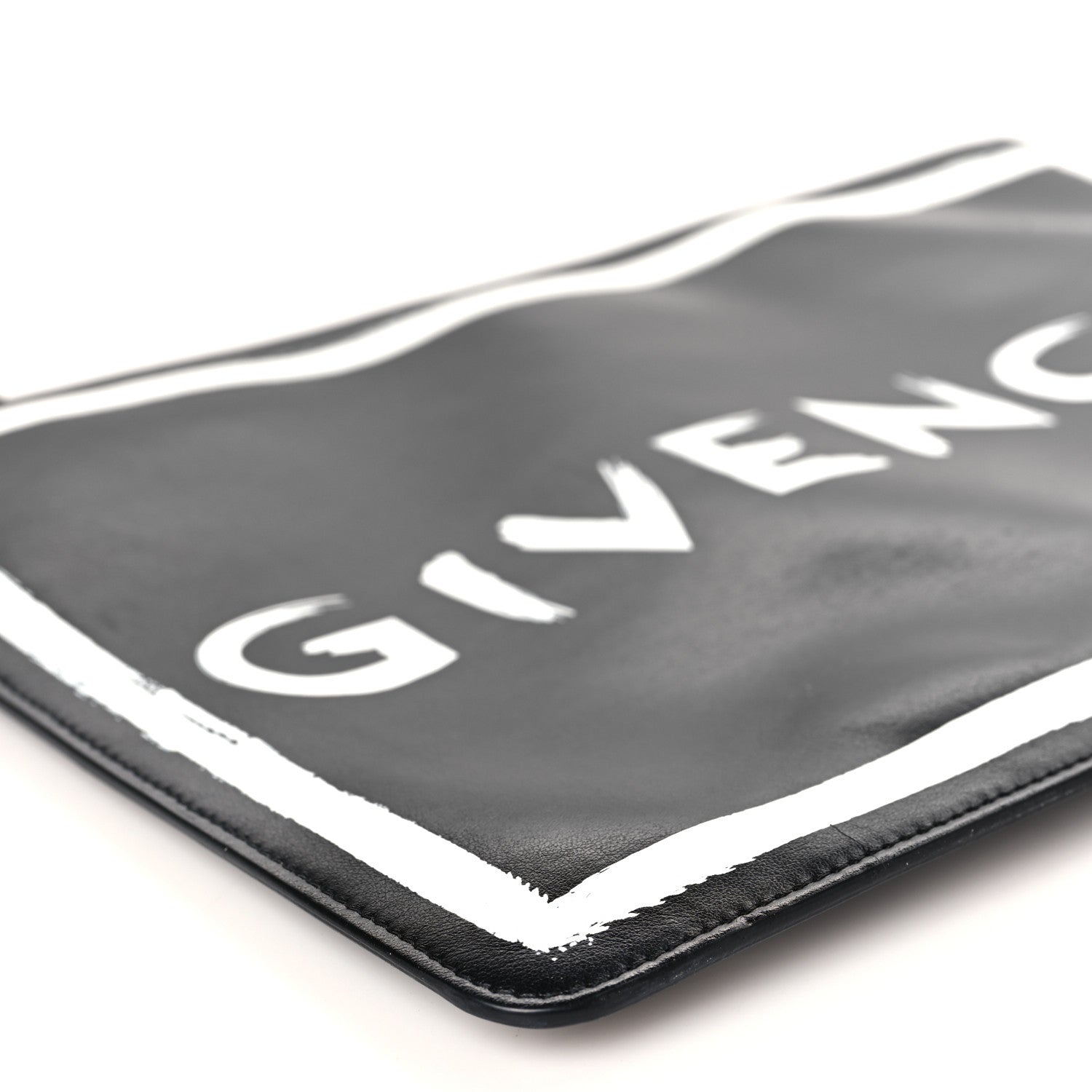 Givenchy Smooth Calfskin Graffiti Paint Logo Pouch Black 8 of 9