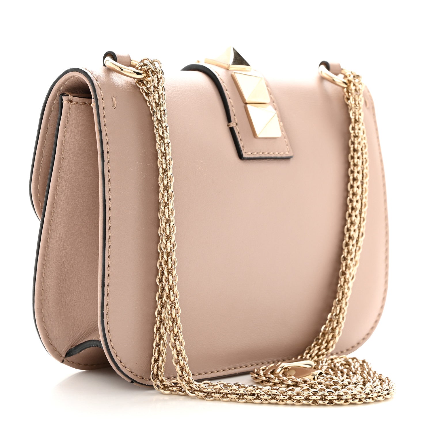 Valentino Garavani Vitello Small Glam Lock Rockstud Flap Poudre 3 of 10