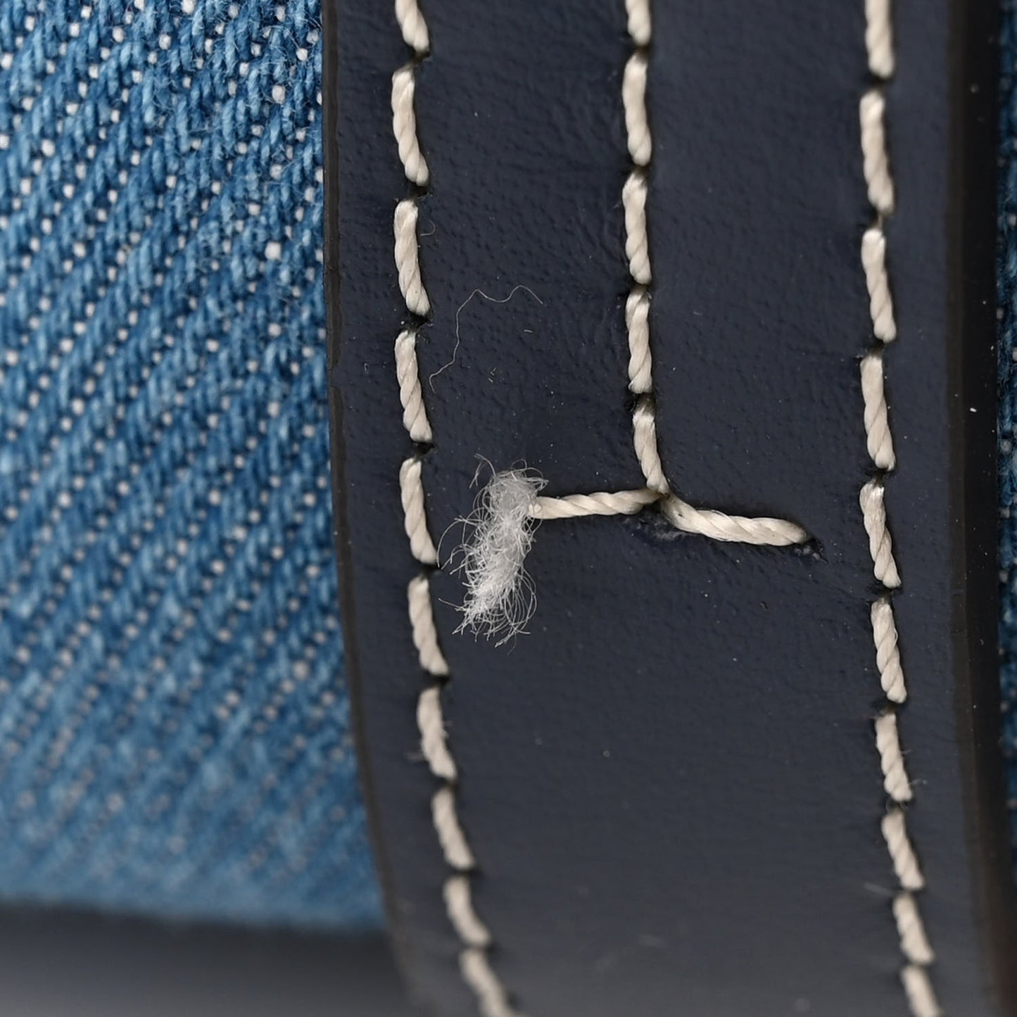 Denim Shiny Calfskin Medium Woody Ribbon Tote Navy