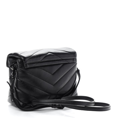 Saint Laurent Calfskin Y Quilted Monogram Toy Loulou Crossbody Bag Black 3 of 9
