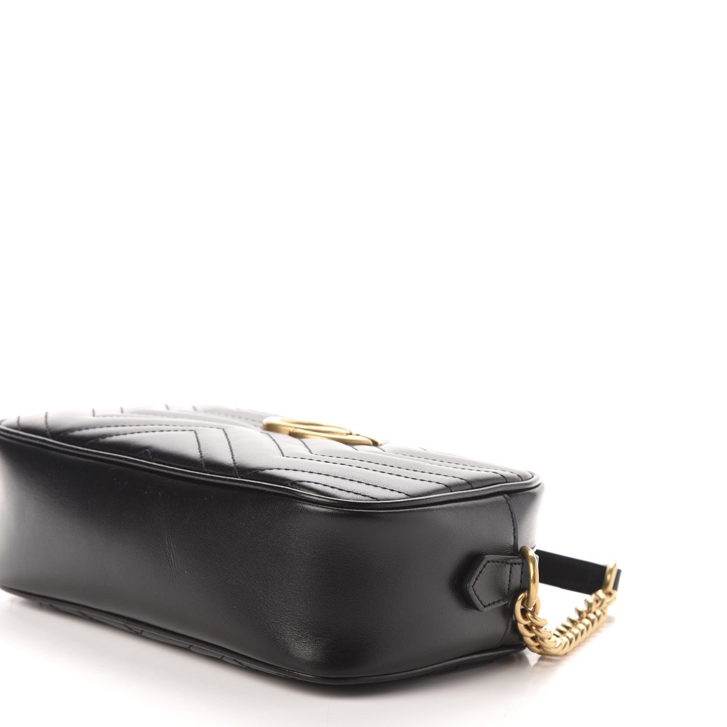 Calfskin Matelasse Small GG Marmont Chain Shoulder Bag Black