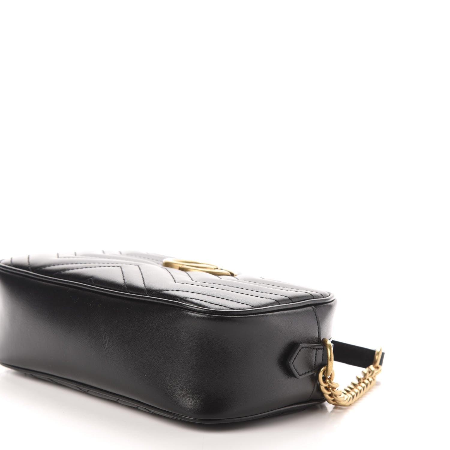 Gucci Calfskin Matelasse Small GG Marmont Chain Shoulder Bag Black 9 of 10