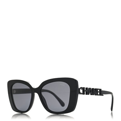 Chanel Acetate Strass Polarized Square Sunglasses 5422-B Black 1 of 7