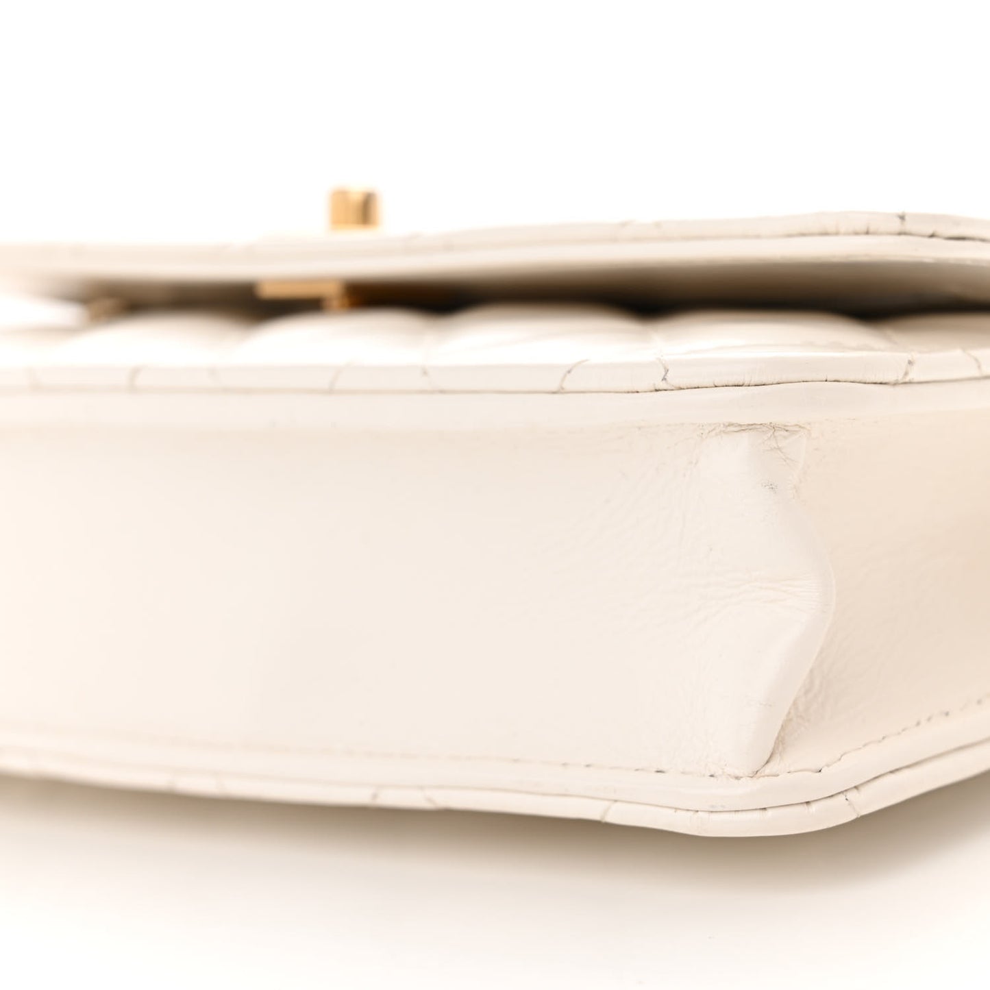 Shiny Calfskin Quilted Multicolor Top Handle Wallet On Chain WOC White