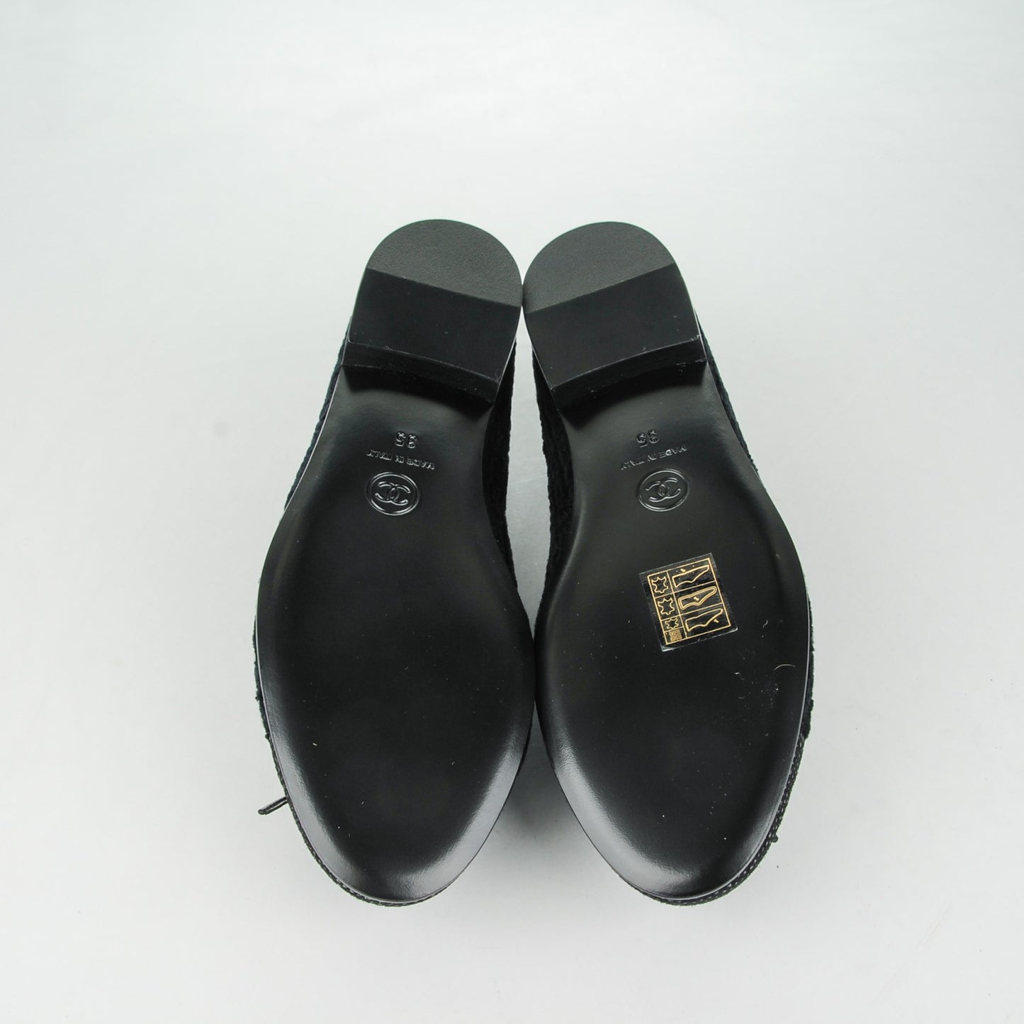 Tweed Caviar Cap Toe Ballerina Flats 35 Black