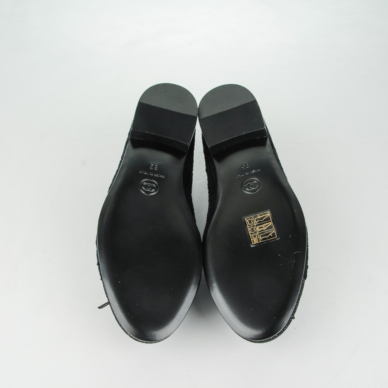 Chanel Tweed Caviar Cap Toe Ballerina Flats 35 Black 5 of 7