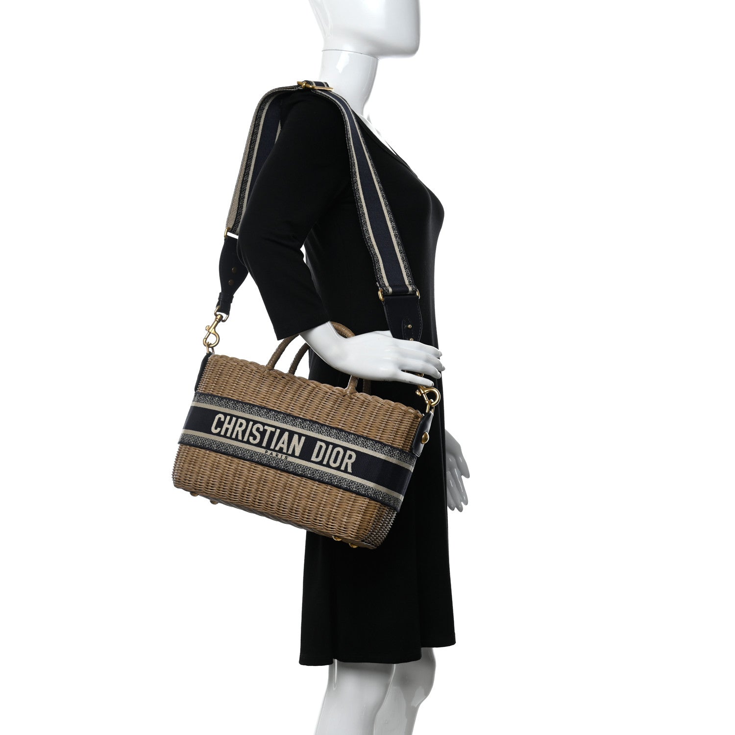 Christian Dior Wicker Oblique Basket Bag Blue 2 of 9