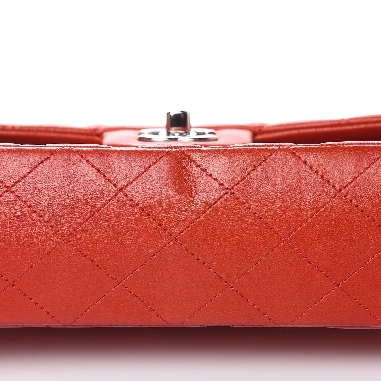 Lambskin Quilted Medium Double Flap Red