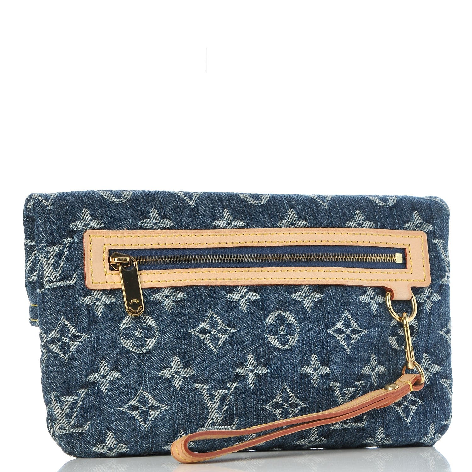 Louis Vuitton Monogram Denim Pochette Plat Clutch Blue 3 of 7