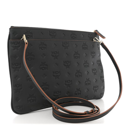 MCM Calfskin Monogram Klara Crossbody Pouch Black 2 of 9