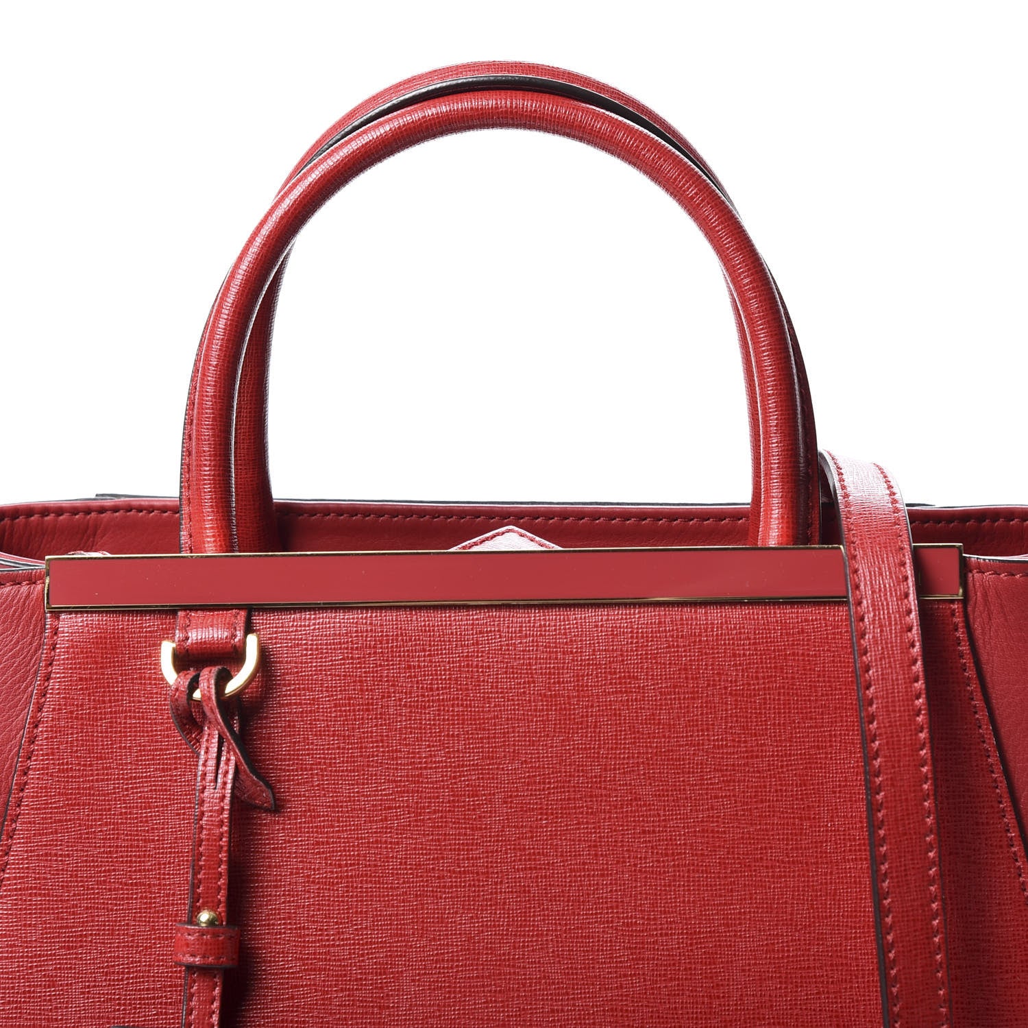 Fendi Vitello Elite Flamingo Petite 2Jours Tote Mattone 10 of 10