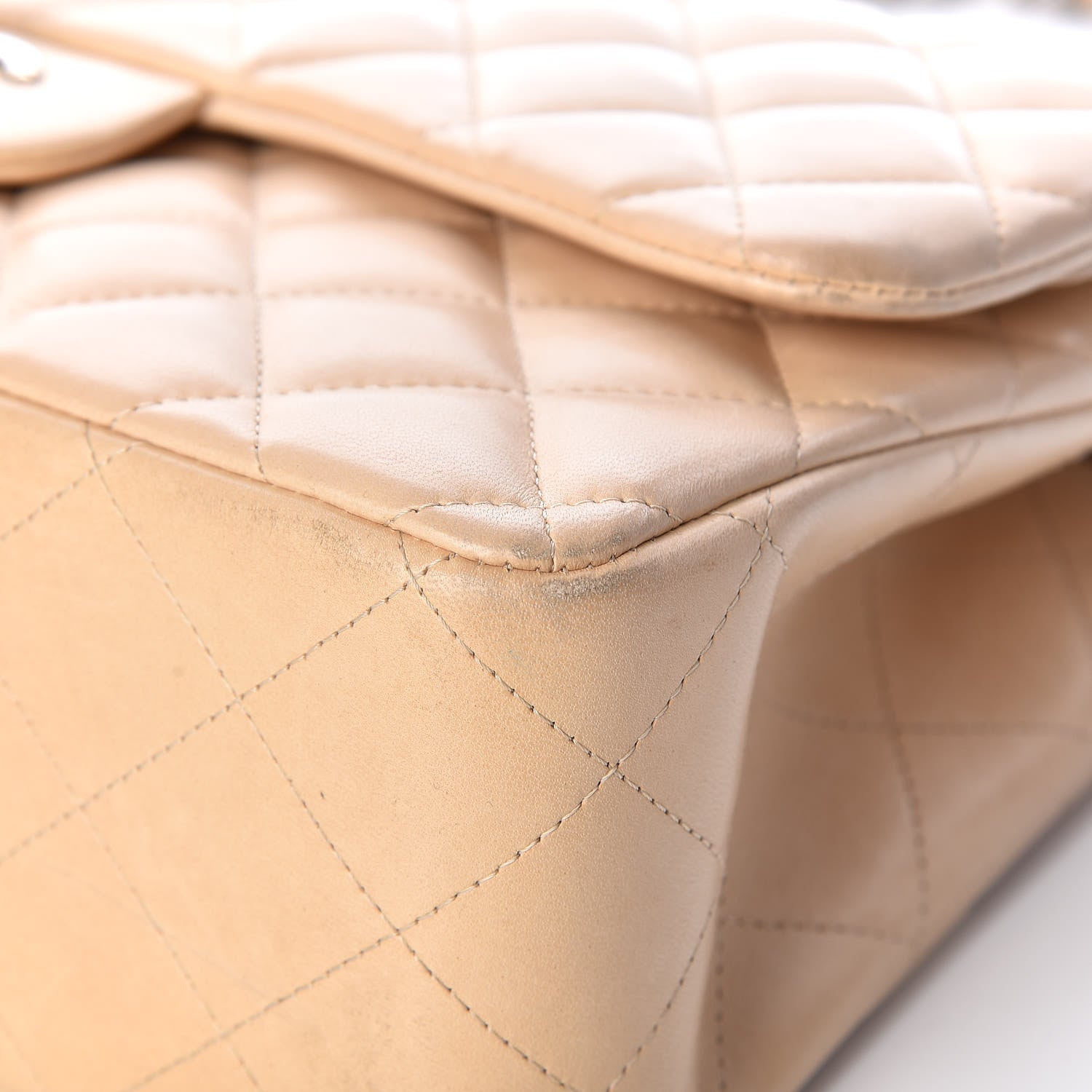 Chanel Lambskin Quilted Jumbo Double Flap Beige Clair 12 of 15