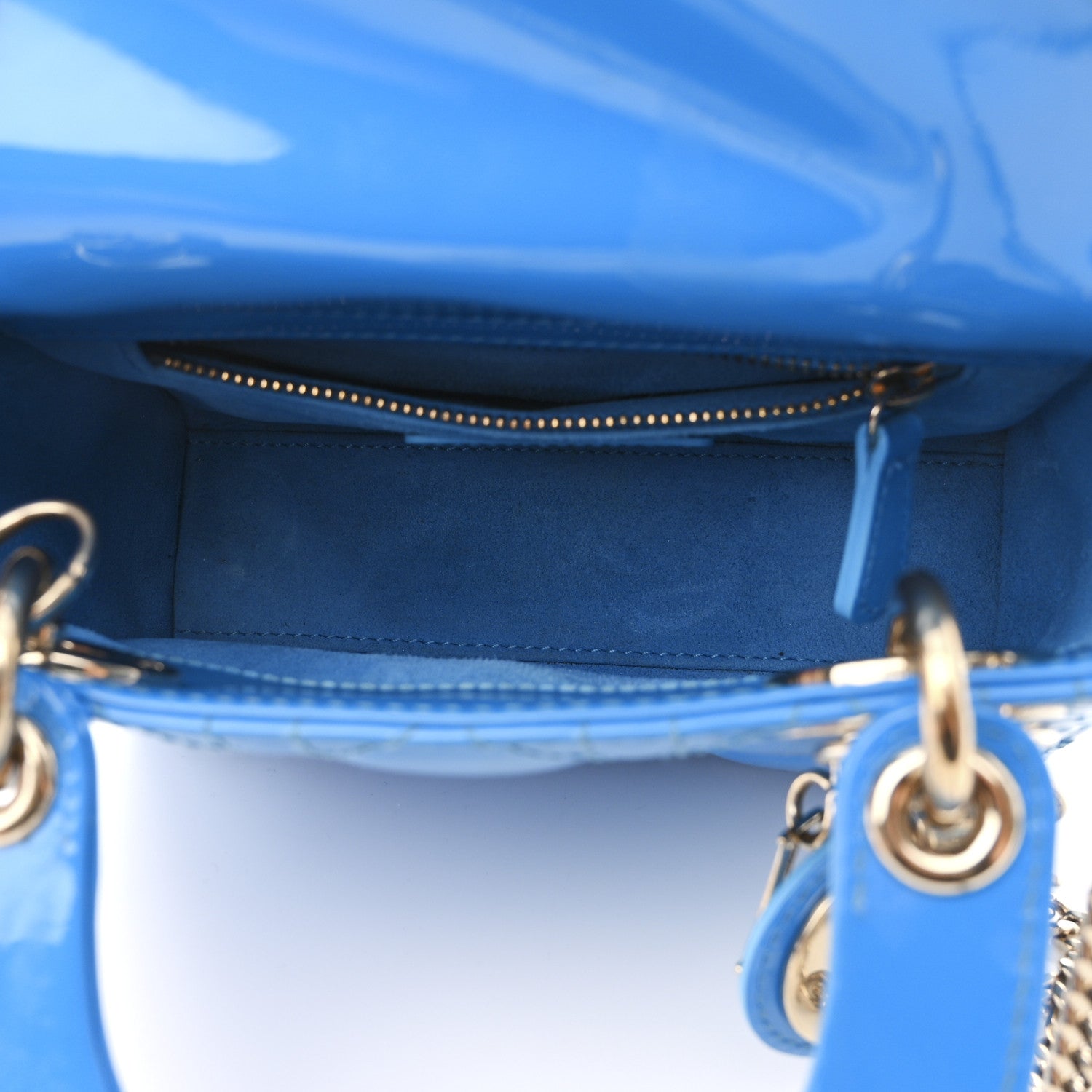 Christian Dior Patent Cannage Mini Lady Dior Blue 6 of 14