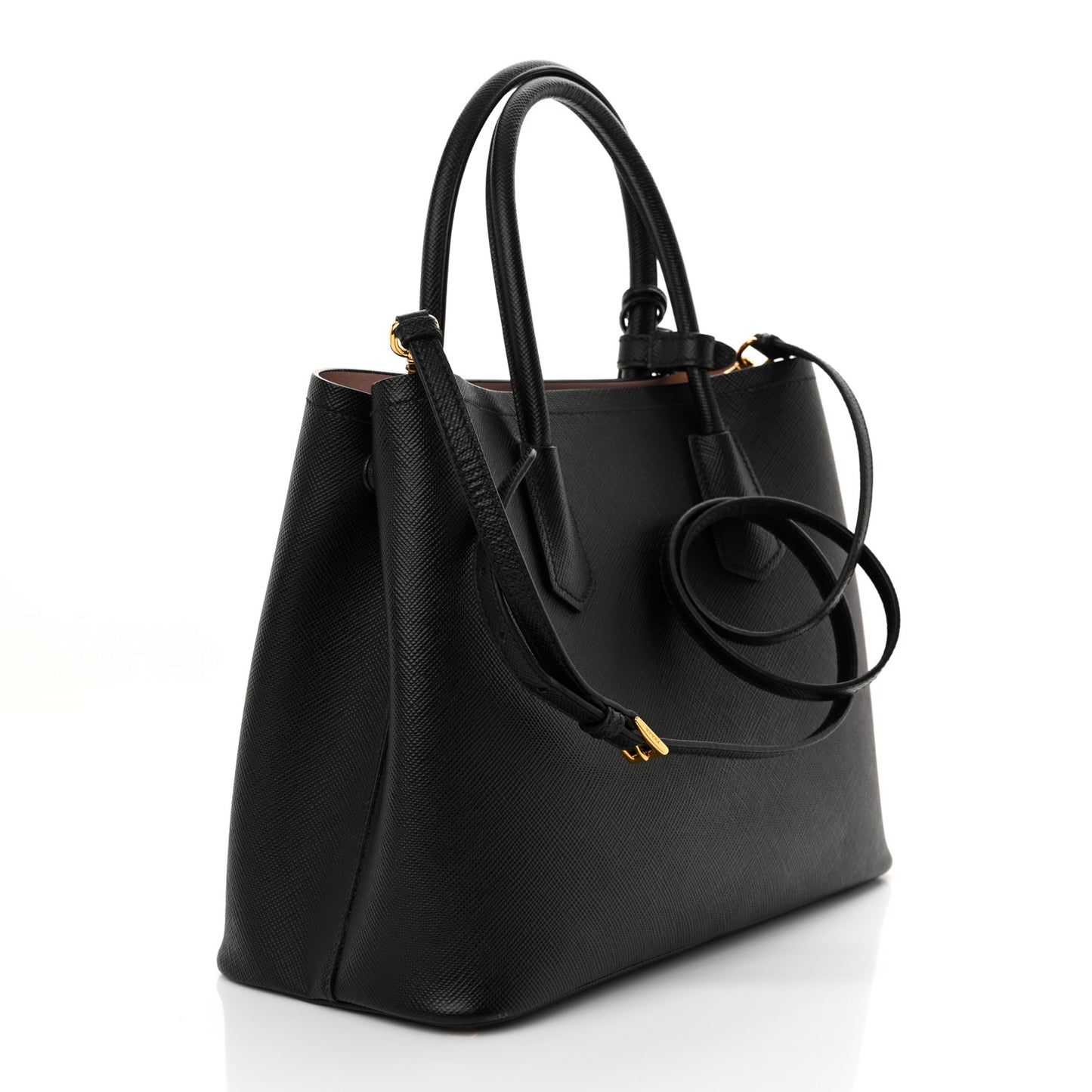 Saffiano Cuir Medium Double Bag Black Mughetto