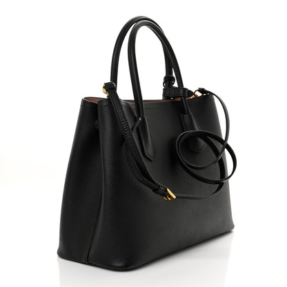 Prada Saffiano Cuir Medium Double Bag Black Mughetto 3 of 10