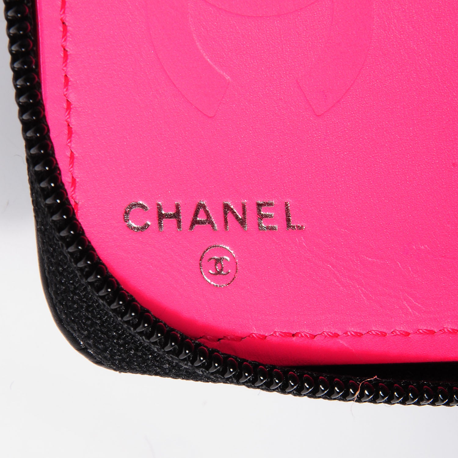 Chanel Calfskin Cambon Zip Around Organizer Wallet Black White 7 of 9