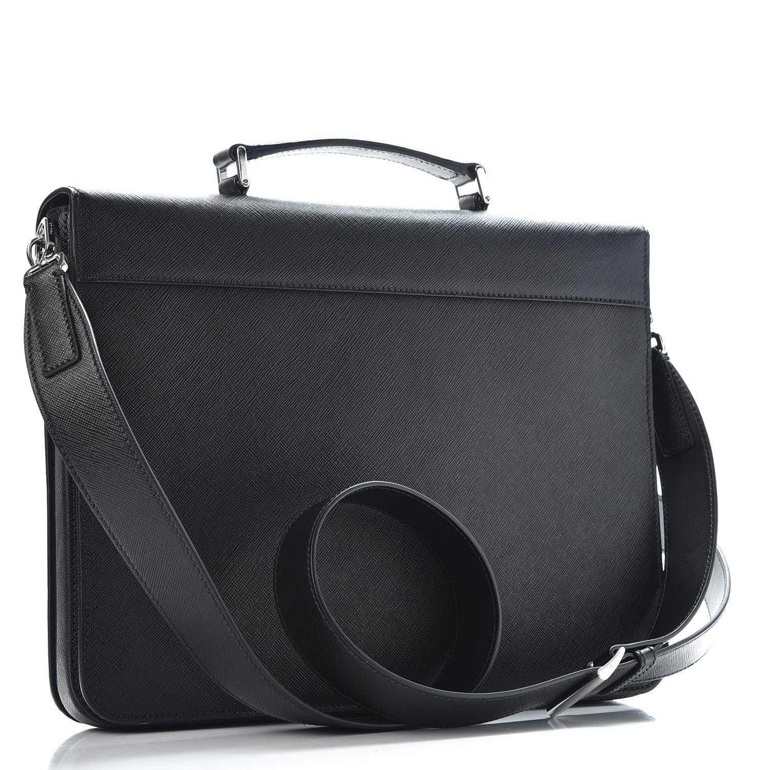Prada Saffiano Travel Briefcase Black 2 of 9
