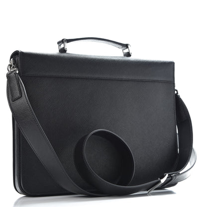 Prada Saffiano Travel Briefcase Black 2 of 9