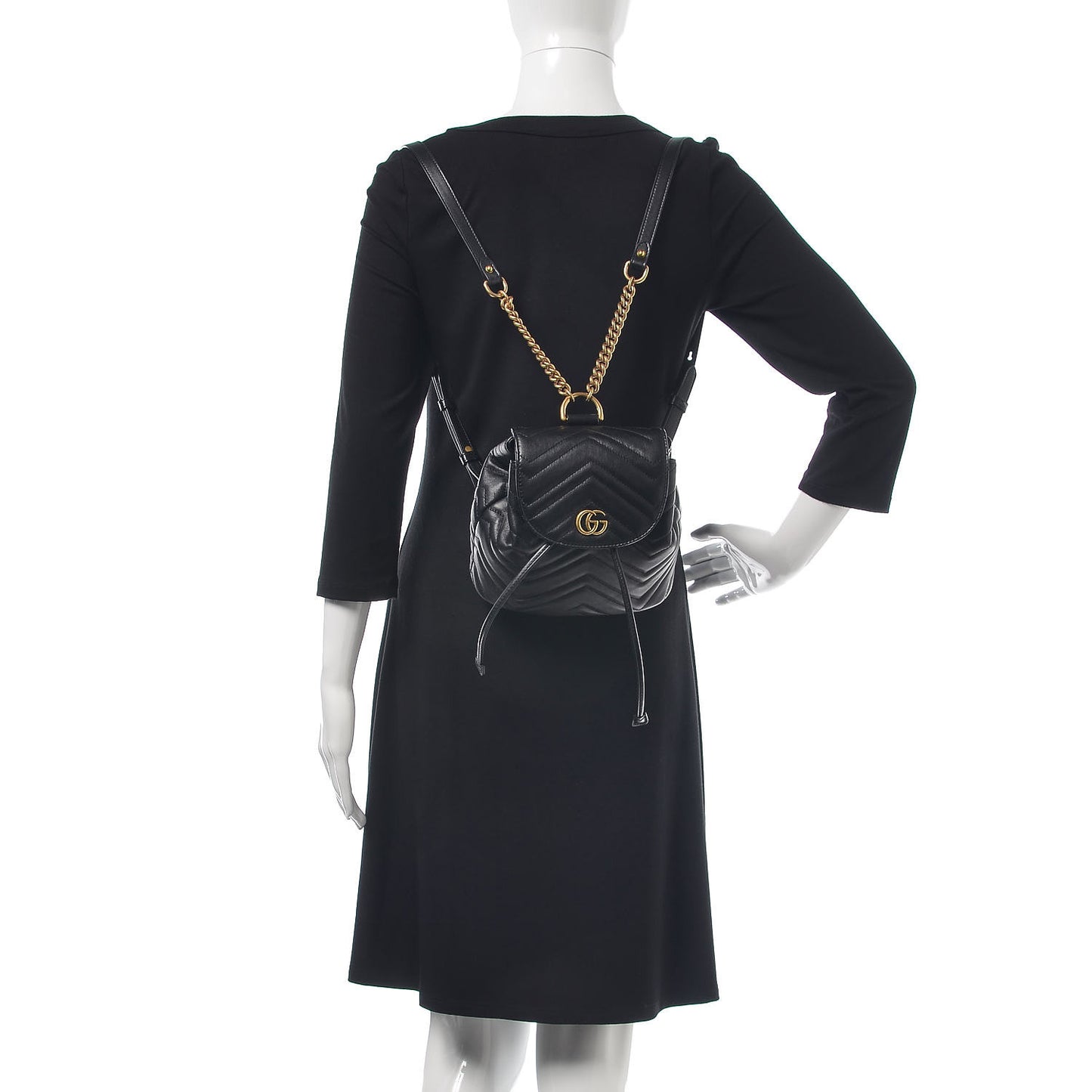 Calfskin Matelasse GG Marmont Flap Backpack Black