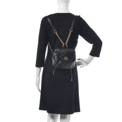 Gucci Calfskin Matelasse GG Marmont Flap Backpack Black 2 of 12
