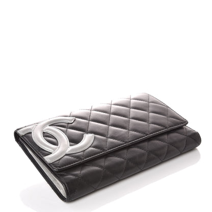 Chanel Calfskin Quilted Cambon Flap Wallet Black White 4 of 12
