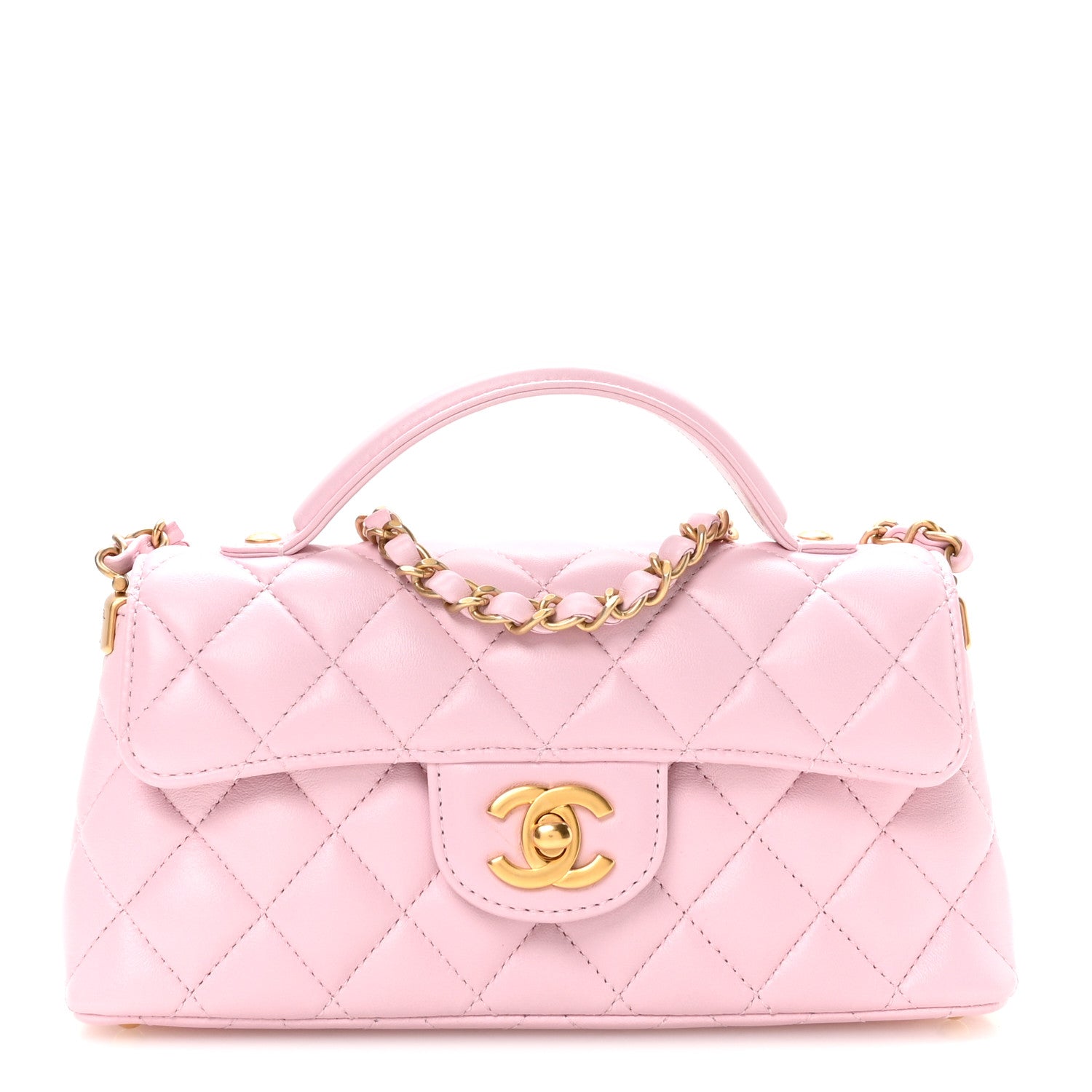 Chanel Lambskin Quilted Mini Flap Top Handle Bag Light Pink 1 of 11