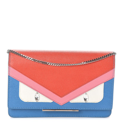 Fendi Vitello Elite Crystal Monster Eyes Tube Wallet On Chain Blue Royal Multicolor 1 of 11