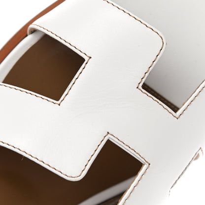 Hermes Box Calfskin Oran Sandals 37 White 9 of 9