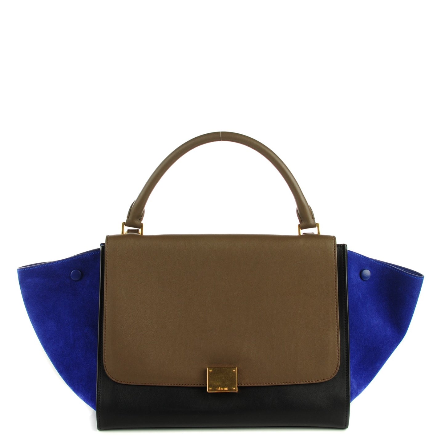 Smooth Calfskin Suede Medium Tri-Color Trapeze Indigo