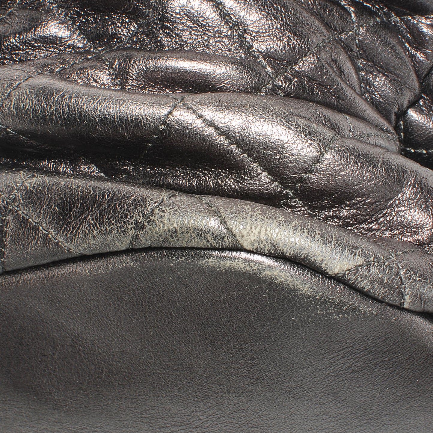 Lambskin Quilted Sharpei Flap Dark Silver