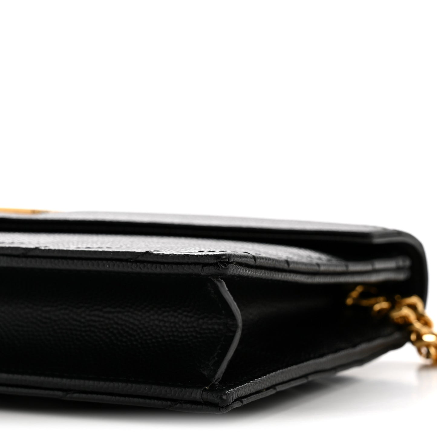 Grain De Poudre Matelasse Chevron Monogram Envelope Chain Wallet Black