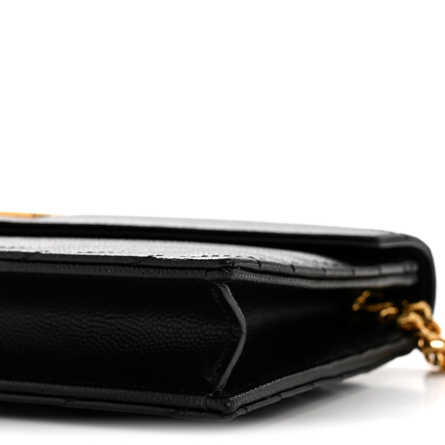 Saint Laurent Grain De Poudre Matelasse Chevron Monogram Envelope Chain Wallet Black 10 of 13