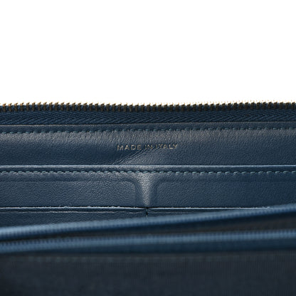 Chanel Metallic Caviar Quilted Large Gusset Zip Around Wallet Dark Blue 7 of 8