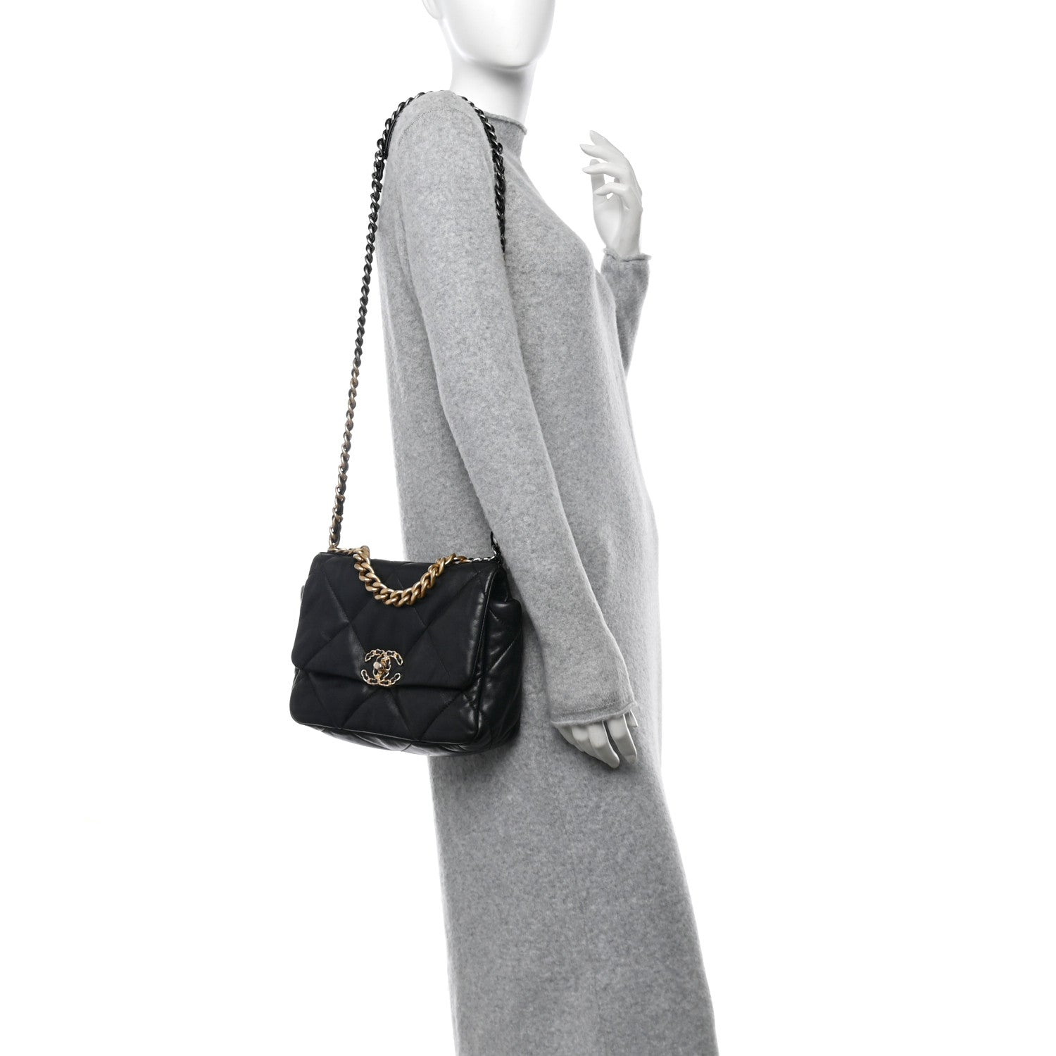 Chanel Lambskin Quilted Medium Chanel 19 Flap Black 2 of 10