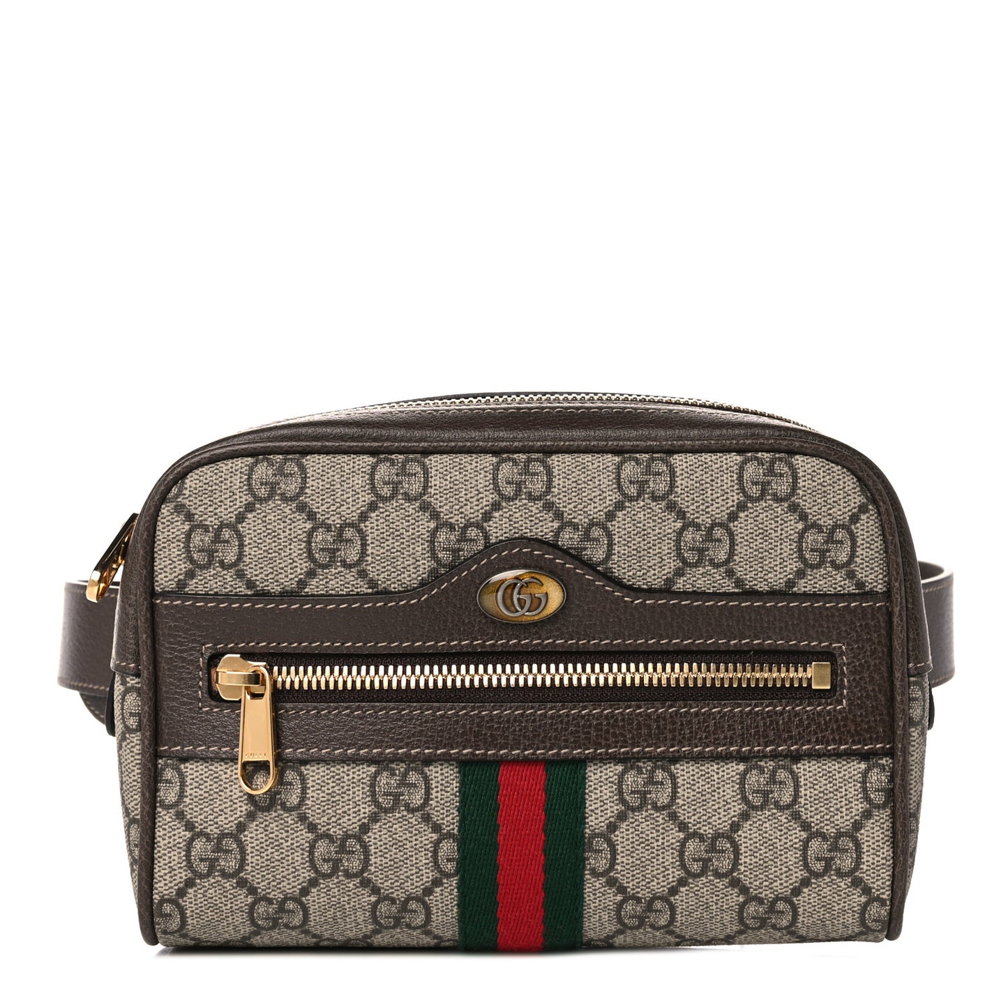 GG Supreme Monogram Web Small Ophidia Belt Bag 85 34 Dark Brown