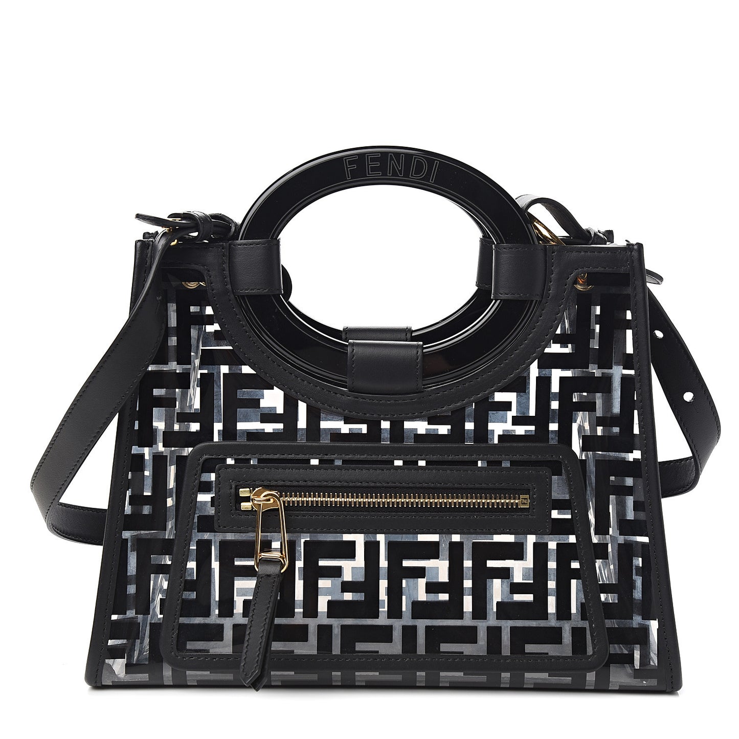 TPU FF Vitello Century Plexiglass Small Runaway Shopper Tote Black