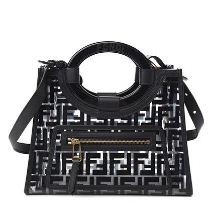 Fendi TPU FF Vitello Century Plexiglass Small Runaway Shopper Tote Black 1 of 8