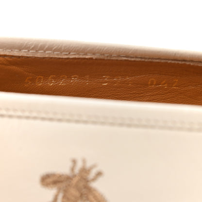 Gucci Goatskin Bee Star Embroidered Womens Jordaan Loafers 39.5 Mystic White 8 of 10