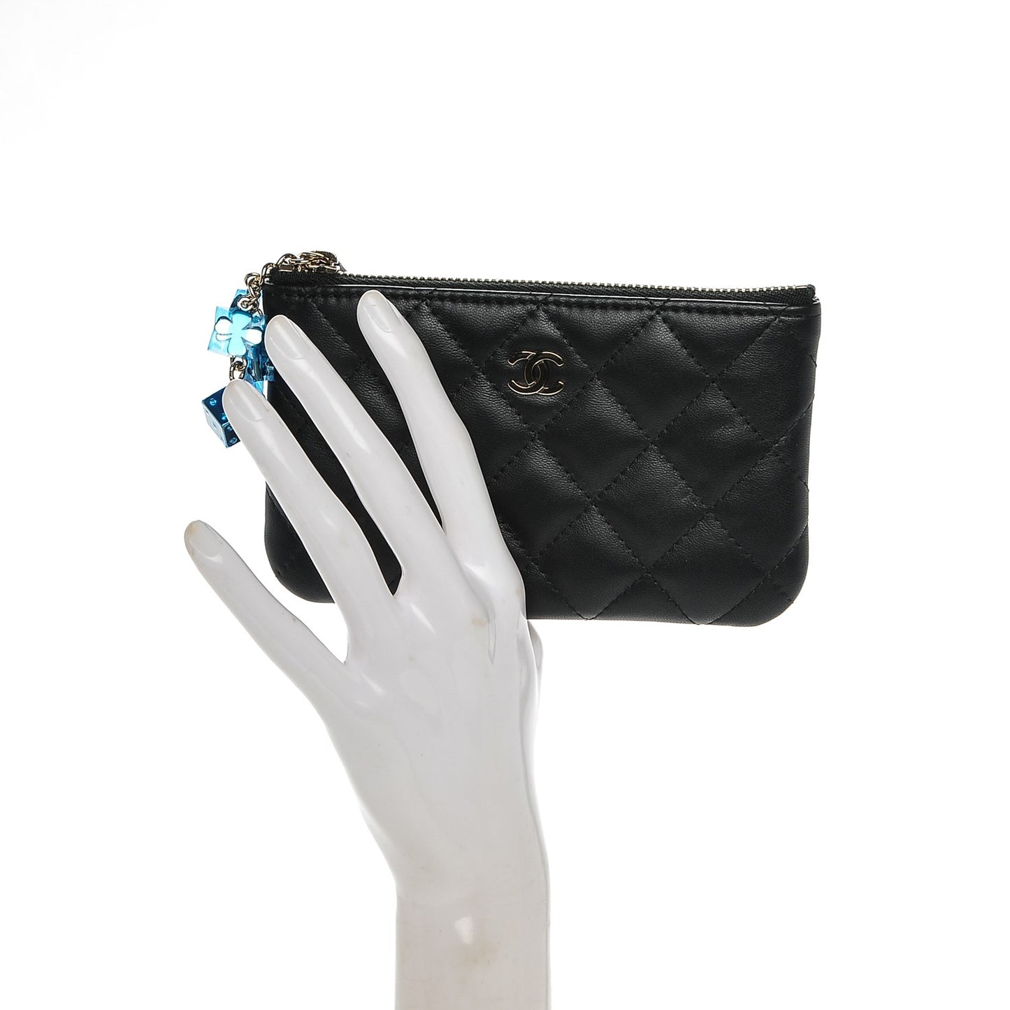 Lambskin Quilted Casino Coin Purse Black