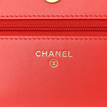 Chanel Caviar Quilted CC Filigree Wallet On Chain WOC Coral 6 of 12