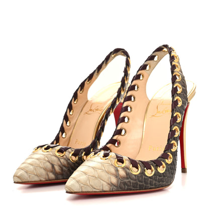 Christian Louboutin Snakeskin Ostri 100 Slingback Pumps 36 Naturel 3 of 9