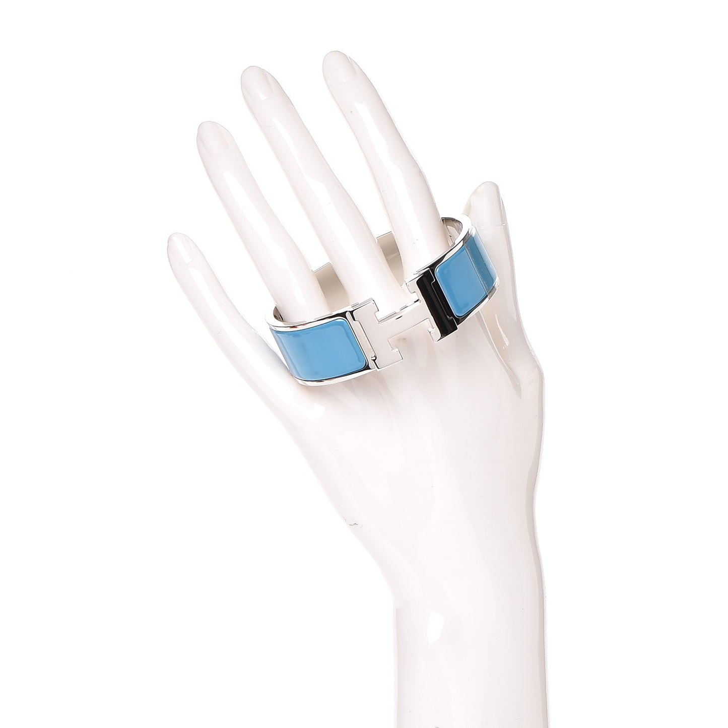 Enamel Wide Clic Clac H Bracelet GM Blue Jean