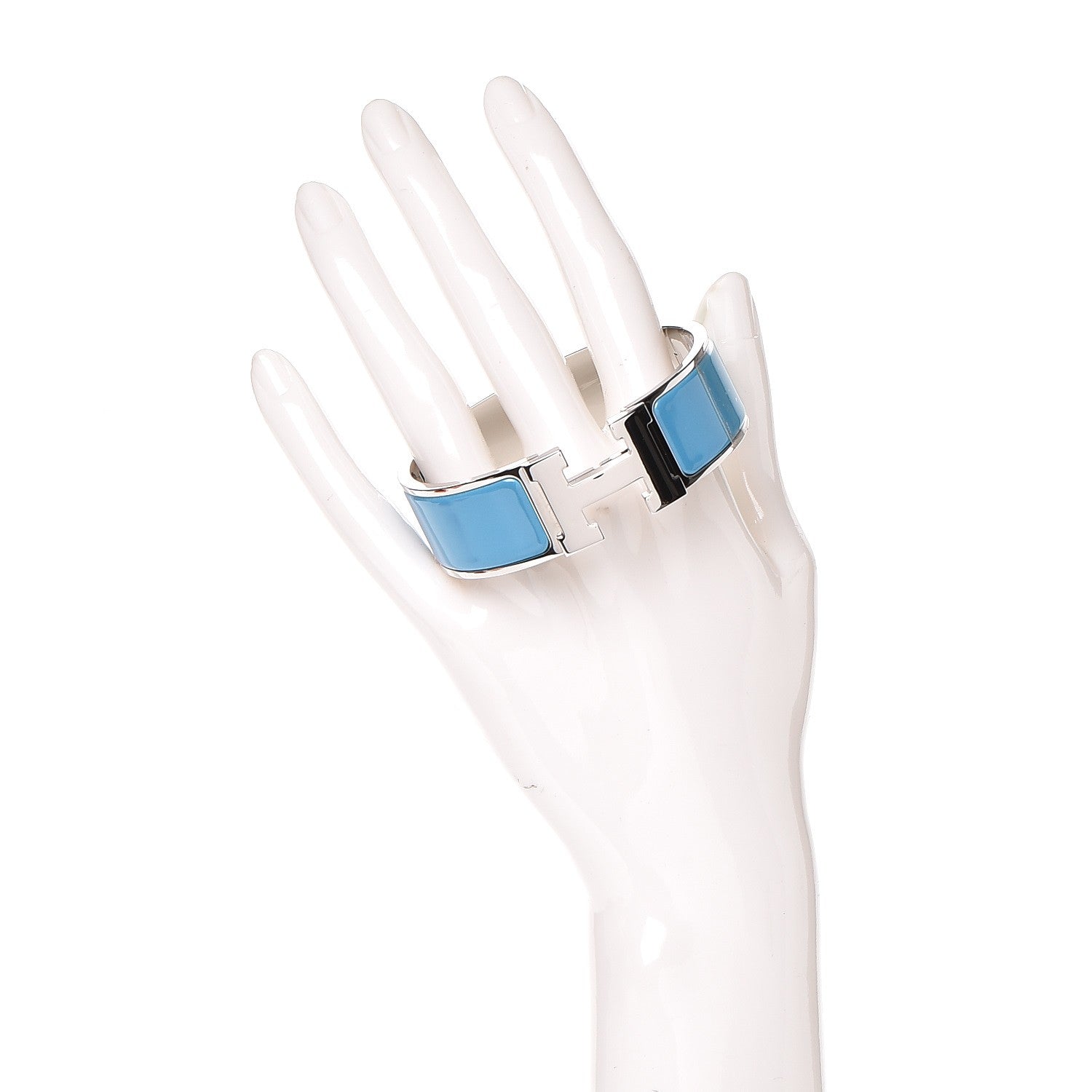 Hermes Enamel Wide Clic Clac H Bracelet GM Blue Jean 2 of 5