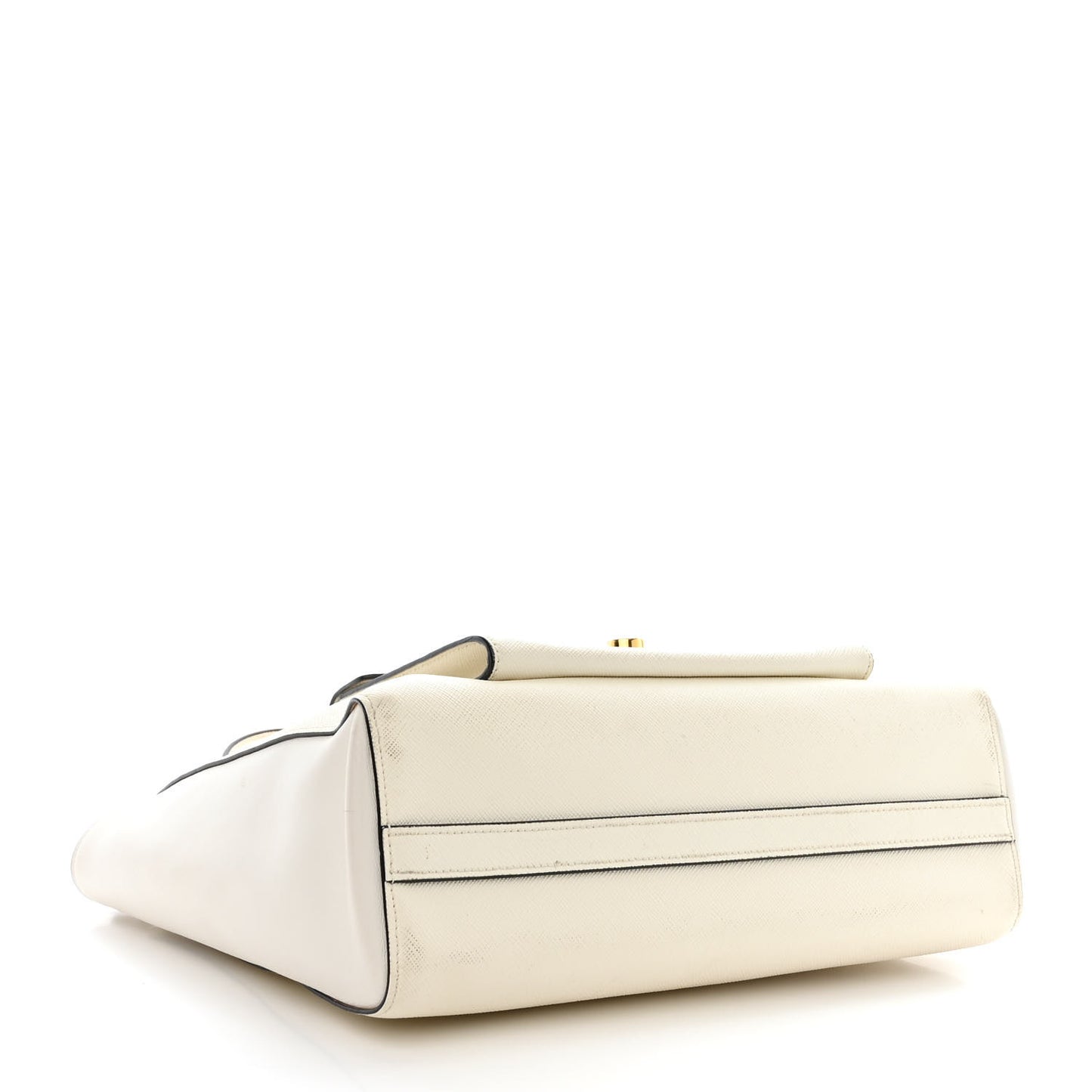 Saffiano Soft Calfskin Front Pocket Zippered Tote White