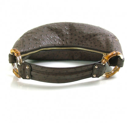 Gucci Ostrich Half Moon Bamboo Ring Hobo Brown 4 of 10