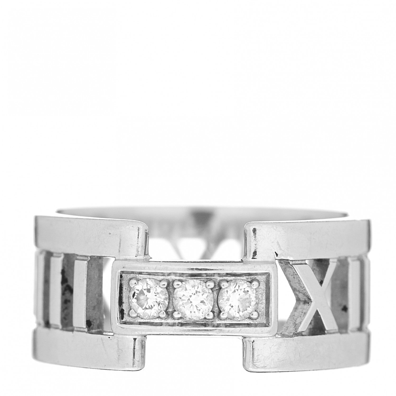 Tiffany 18K White Gold Diamond Open Atlas Ring 50 5.5 1 of 4
