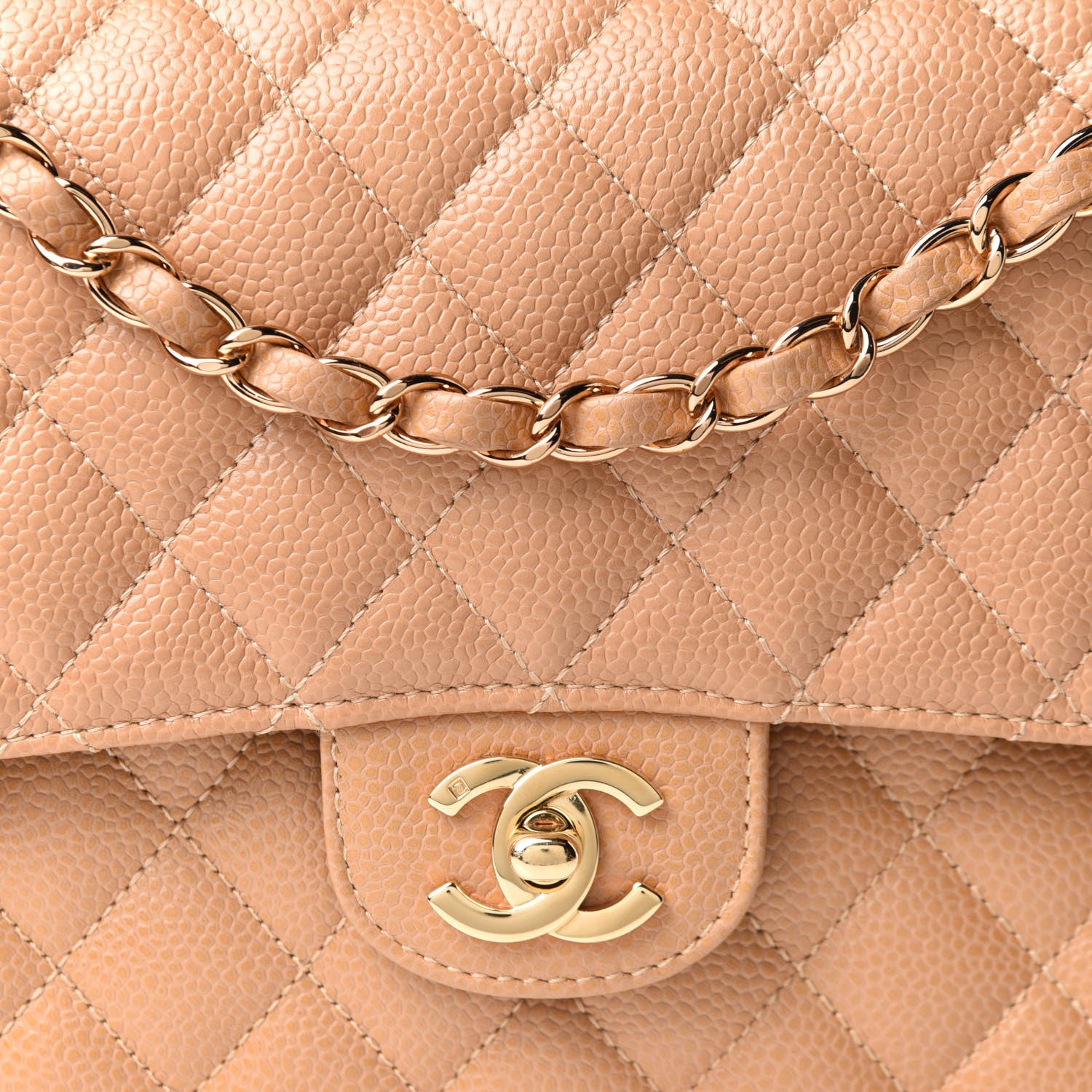 Chanel Caviar Quilted Medium Double Flap Dark Beige 8 of 10